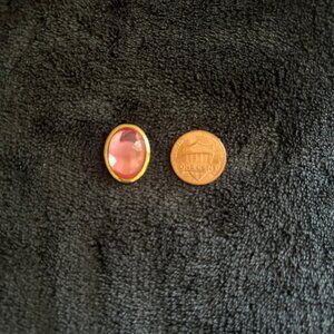 Vintage Trifari Pink Cabochon Gold Tone Stud Earring Signed - SINGLE
